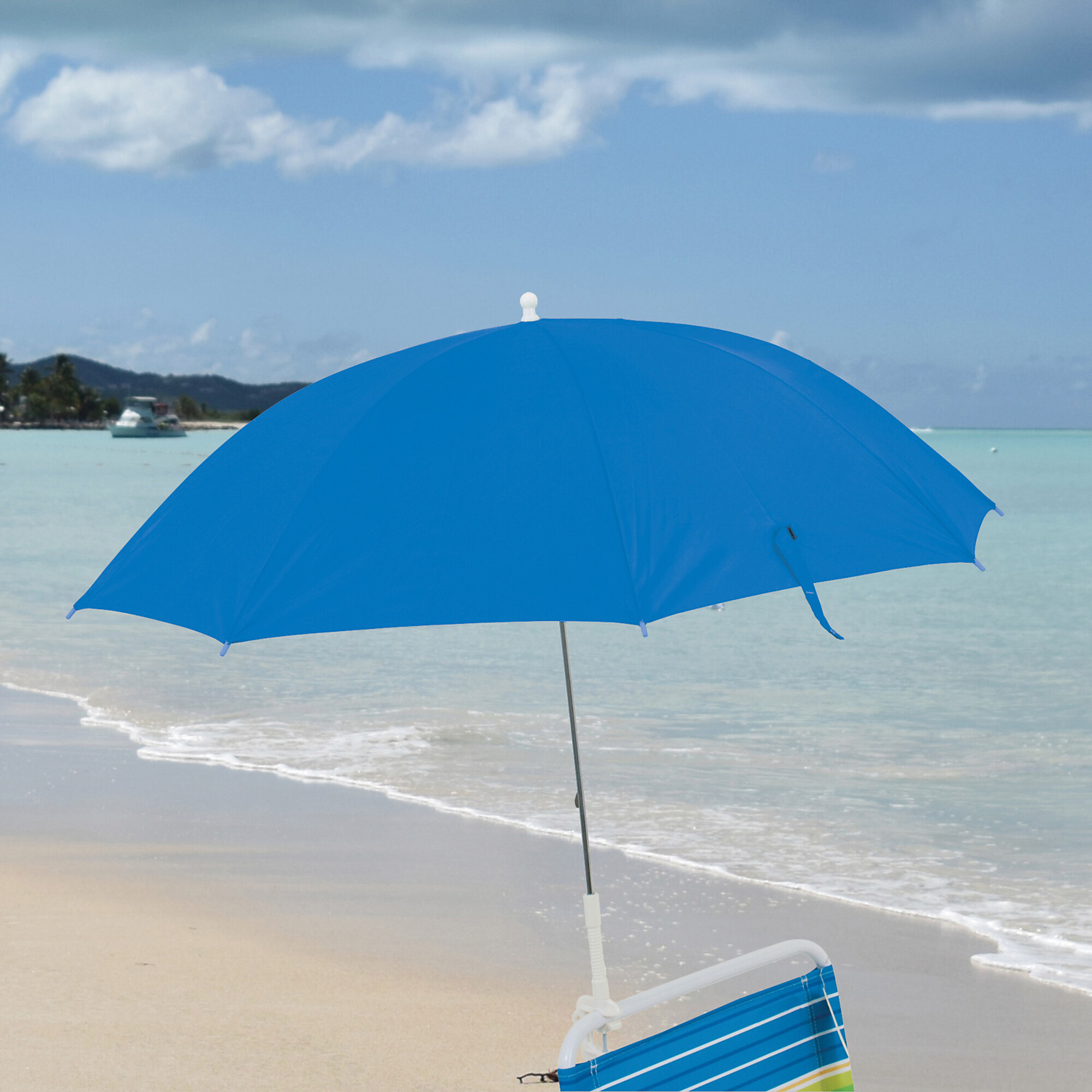 UB44-85-1 Rio Wave 4 X 4 X 3 Ft Blue Adjustable Clamp-On Beach Umbrella